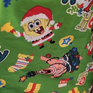 SpongeBob Christmas Themed Botton Up Shirt L